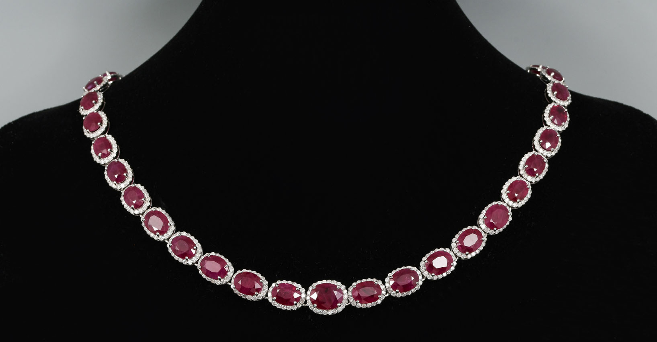 Appraisal: K CTW BURMA RUBY DIAMOND NECKLACE rubies are set in