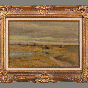 Appraisal: Bruce Crane American - Landscape with River oil on canvas