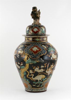 Appraisal: A Japanese Arita Imari baluster vase and cover moulded in