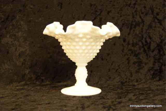 Appraisal: Fenton Milk Glass Hobnail Crimped Edge '' Compotec 's and