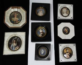 Appraisal: lot of Framed miniature portrait plaques lot of Framed miniature