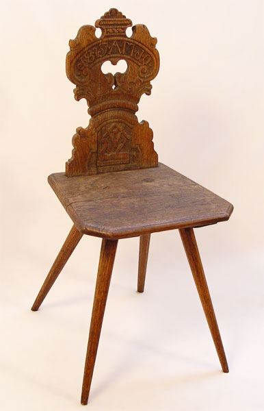 Appraisal: MASONIC HAND CARVED ARTIST'S CHAIR Hand carved back with letters