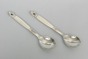 Appraisal: A Set of Georg Jensen - Inch Salad Servers Acorn