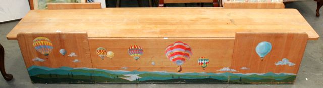 Appraisal: An oak window seat toy box enriched with a hand