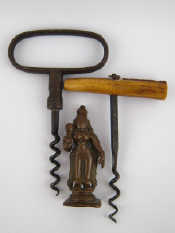 Appraisal: Two th century corkscrews one with antler handle together with