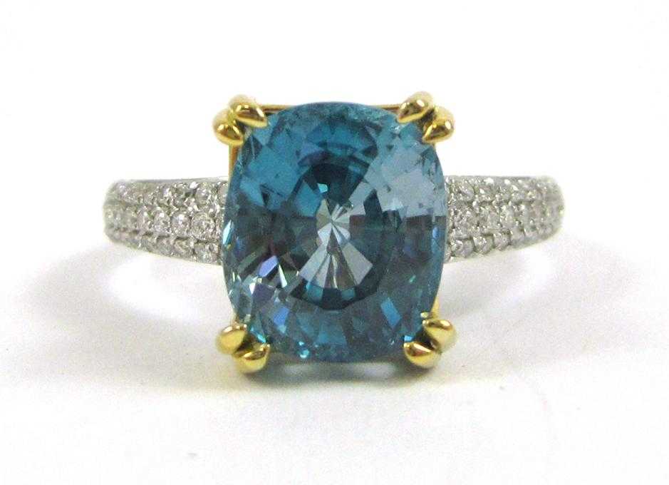 Appraisal: BLUE ZIRCON AND FOURTEEN KARAT GOLD RING The white and