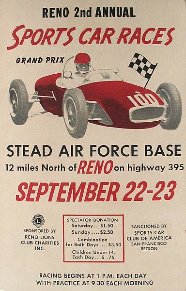 Appraisal: A Reno nd Annual Sports Car races advertising poster x