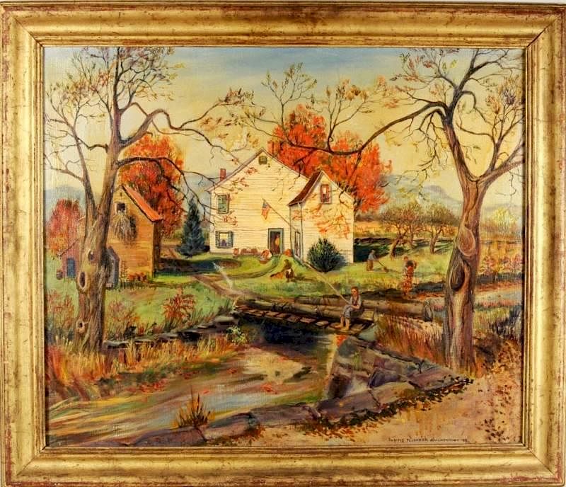 Appraisal: Elaine Plishker Auchmoody New England Scene O C Elaine Plishker