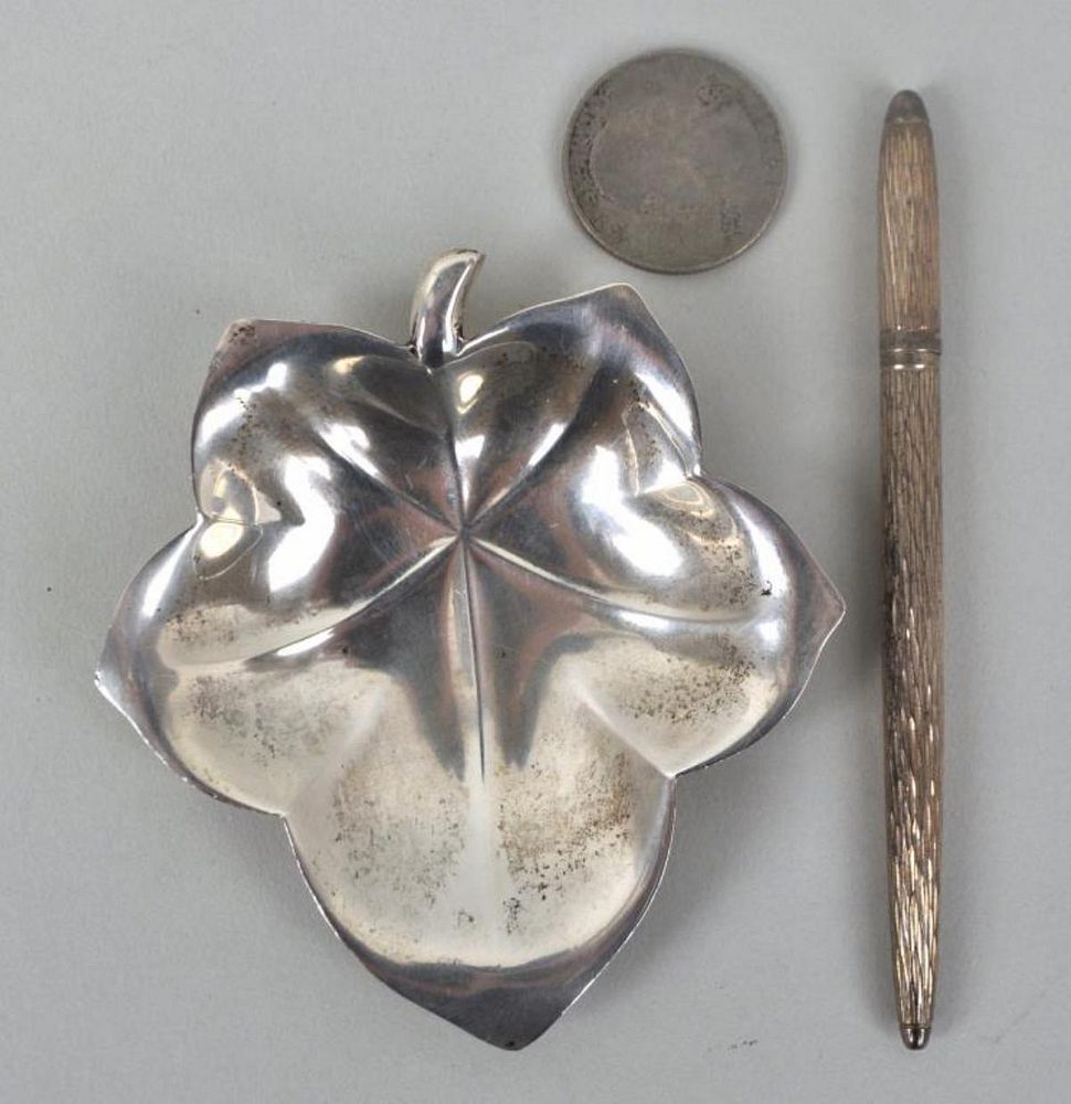 Appraisal: Two Tiffany Co Sterling Silver Items comprising a leaf form