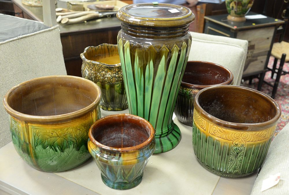 Appraisal: Group of Six Majolica Ceramic Pieces to include five planters