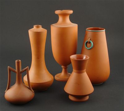 Appraisal: A Watcombe Torquay terracotta vase probably designed by Dr Christopher