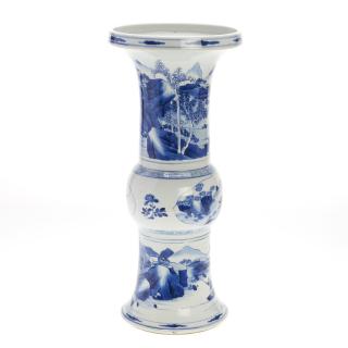 Appraisal: Chinese blue and white beaker Gu vase Chinese blue and