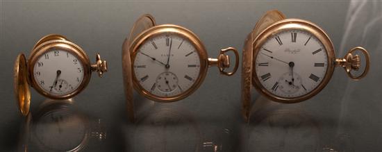 Appraisal: Three gold-filled hunting-case pocket watches Elgin movement marked Elgin Natl