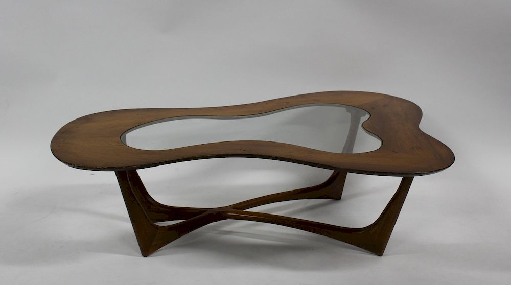 Appraisal: MIDCENTURY Biomorphic Coffee Table with Glass Ins From a Westport