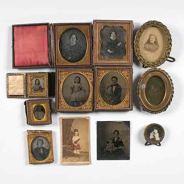 Appraisal: Group of Cased Images of Men Women Children Lot of