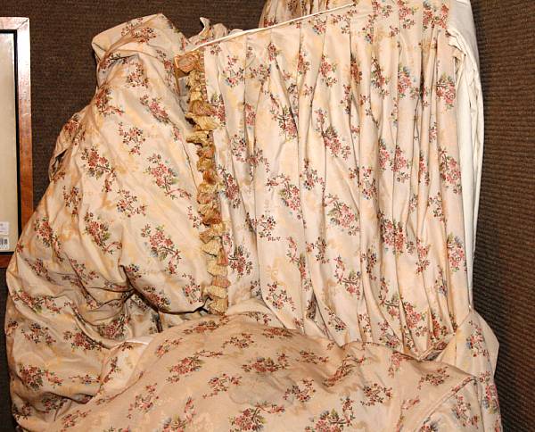 Appraisal: A grouping of floral brocade tasseled drapery