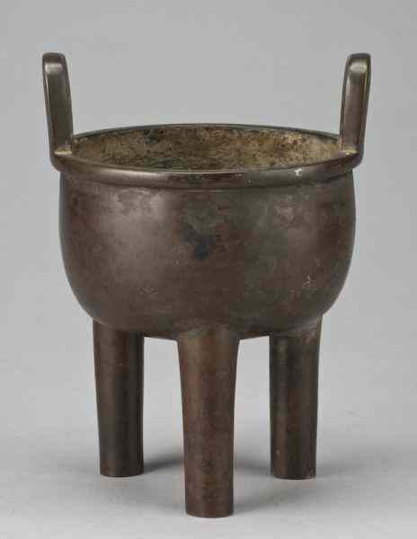 Appraisal: Chinese Qing bronze tripod censer ''H x '' Dia Circa