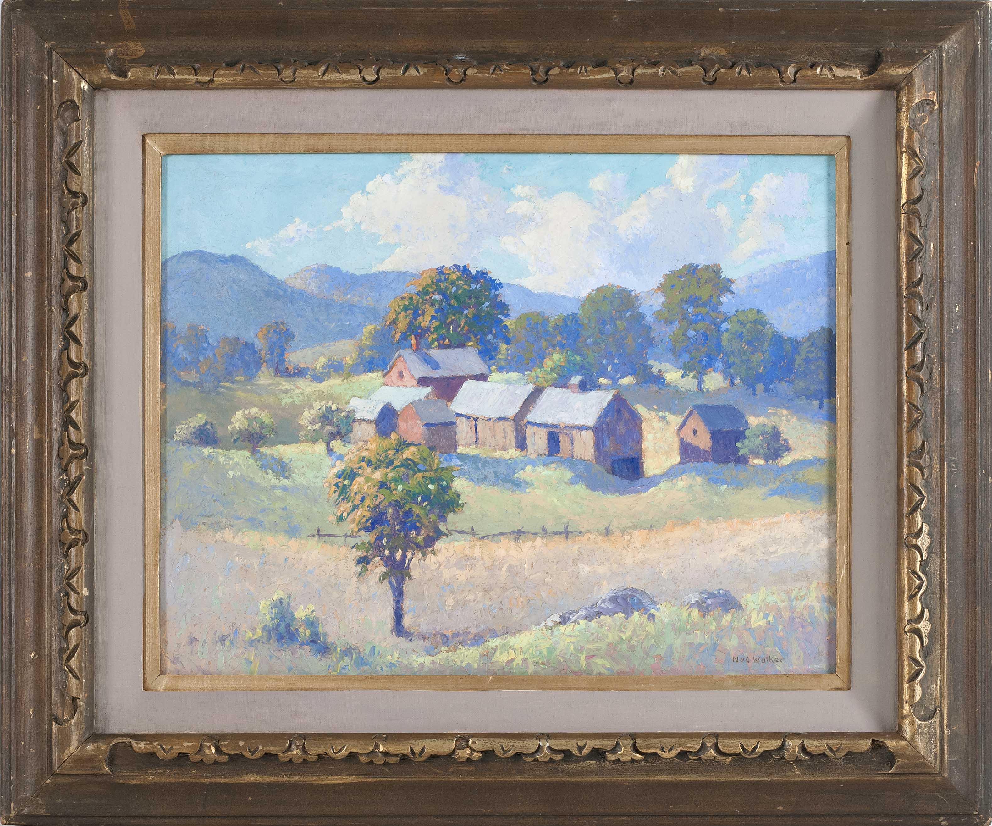 Appraisal: NED WALKERAmerican th CenturyValley farm Signed lower right Ned Walker