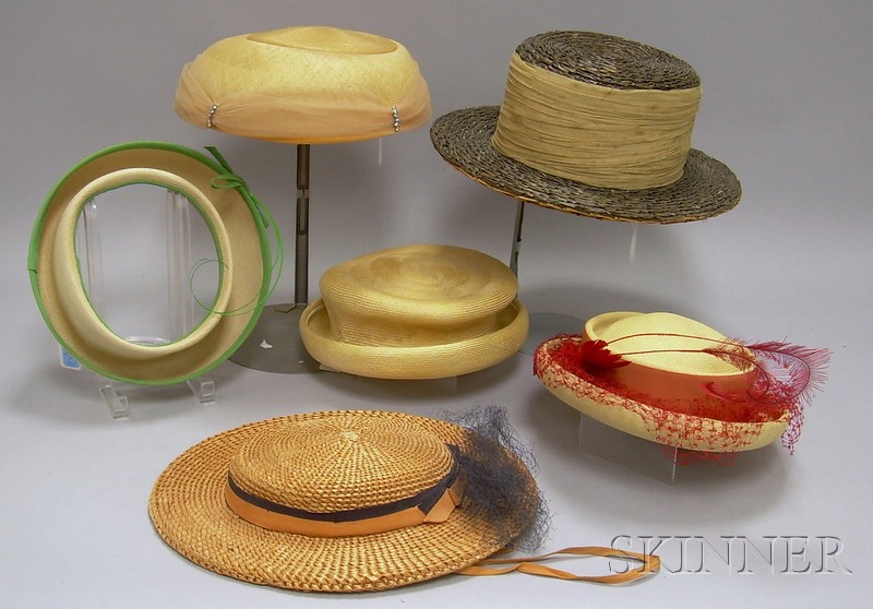 Appraisal: Six Vintage Straw Hats including two Panama hats an Adele