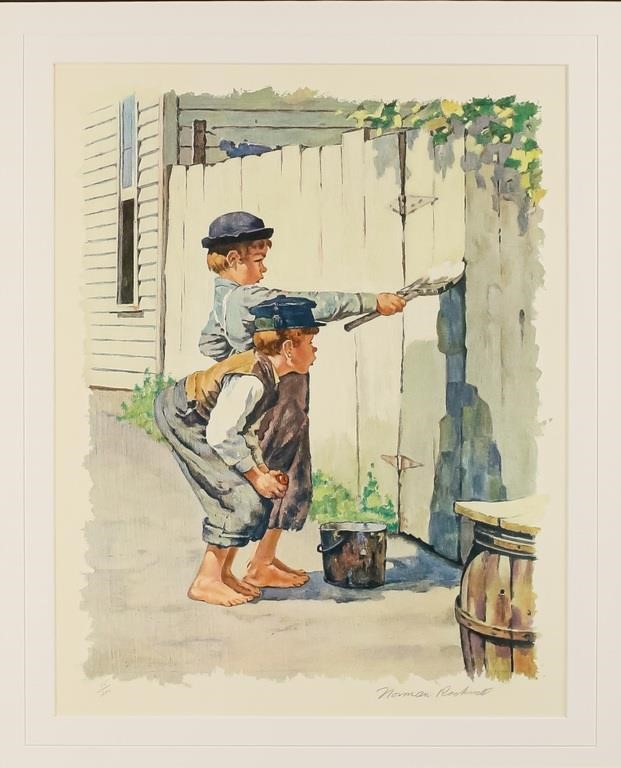 Appraisal: Norman Rockwell American New York - lithograph Whitewashing the Fence