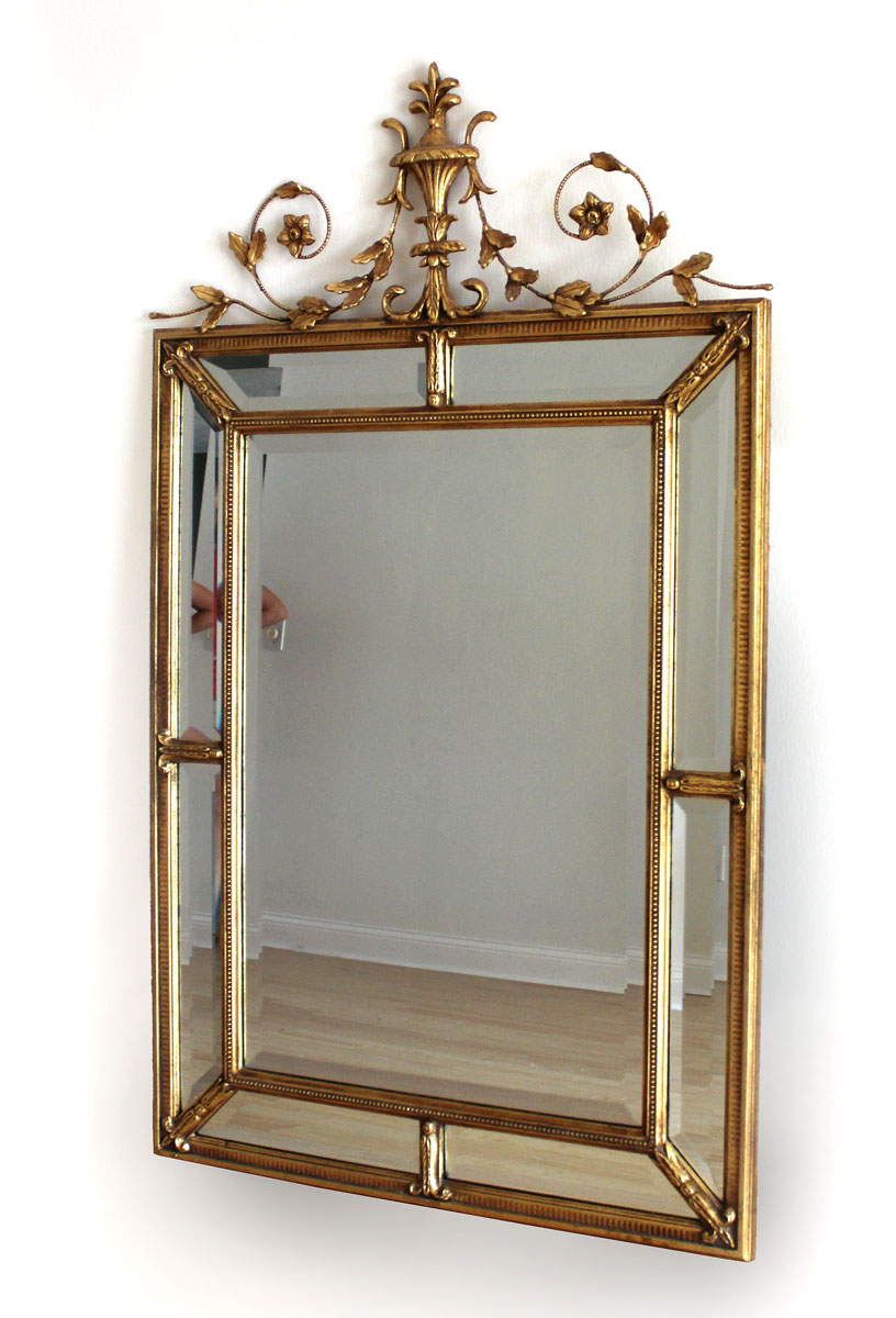 Appraisal: ITALIAN STYLE GILT WOOD FRAMED MIRROR WITH MIRRORED SURROUND Surmounted