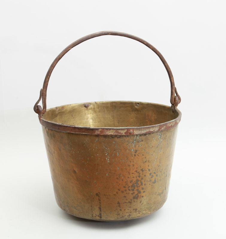 Appraisal: BRASS KINDLING BUCKET WITH HANDLE x in diam Estimate -