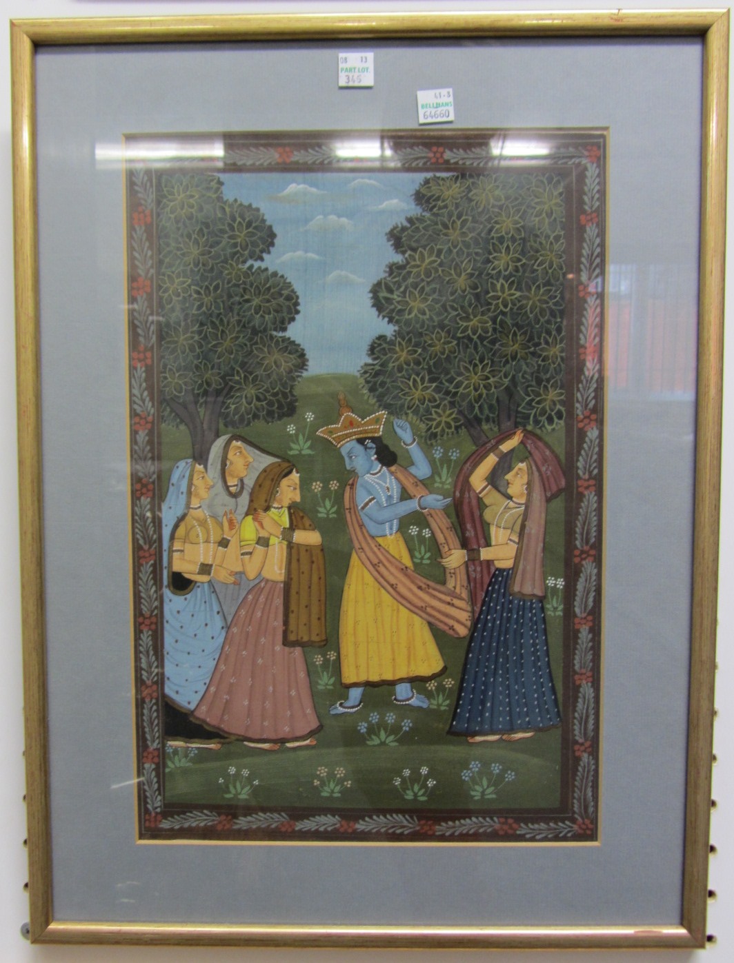 Appraisal: Indian School th th century Krishna and attendants gouache on