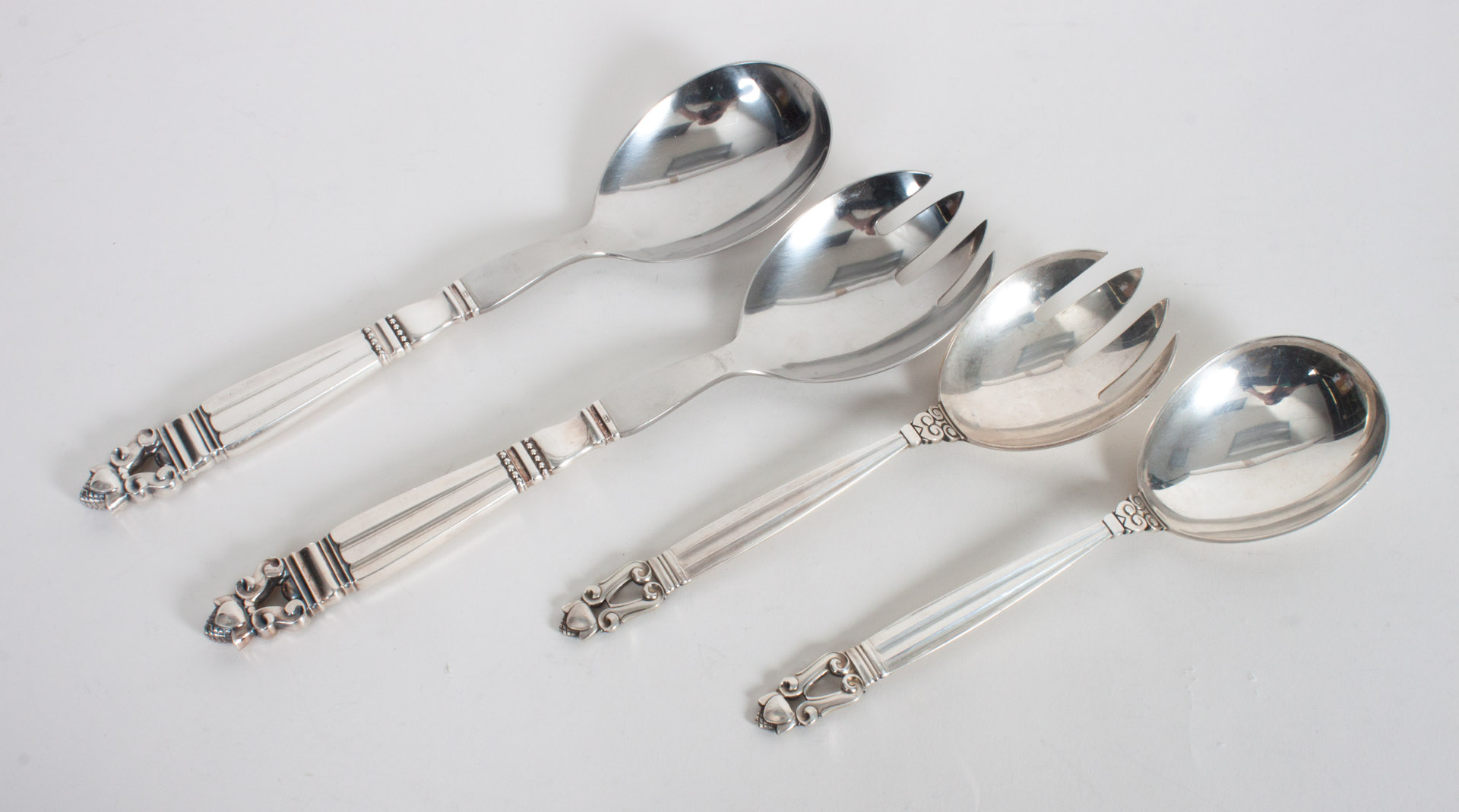 Appraisal: Two Georg Jensen sterling silver serving sets in the Acorn