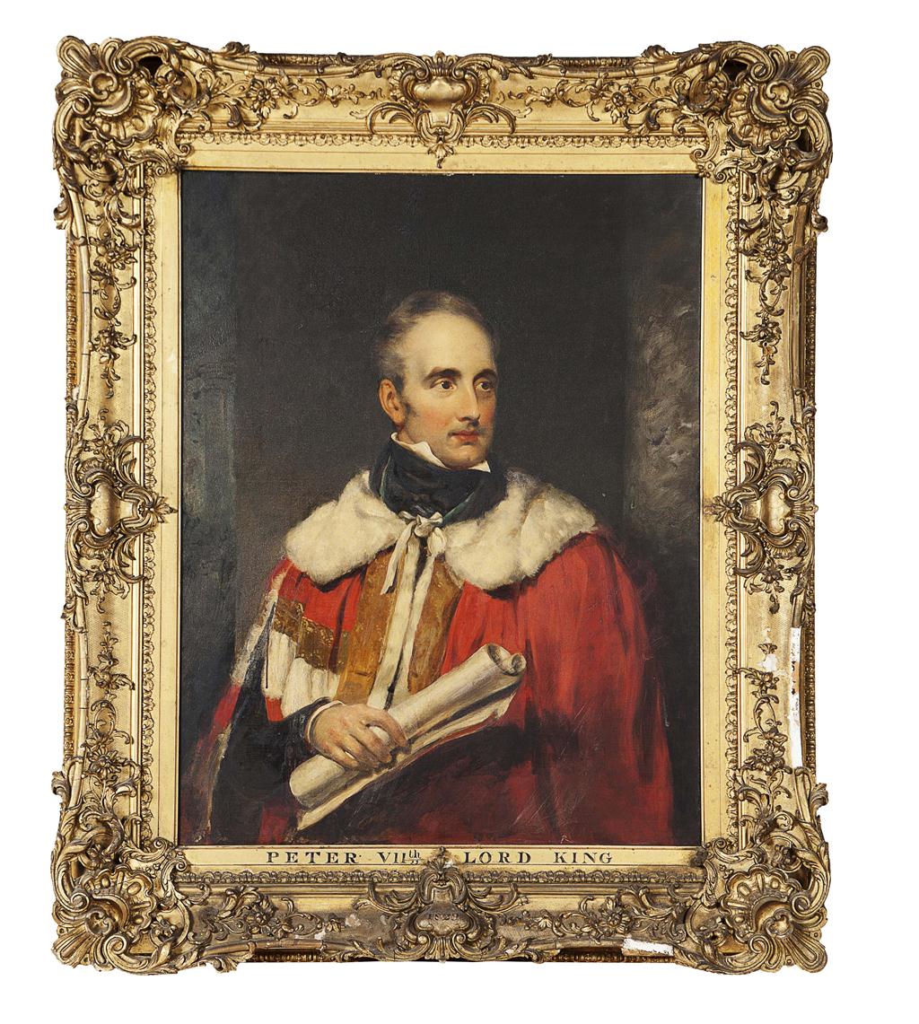 Appraisal: FOLLOWER OF SIR THOMAS LAWRENCE HALF-LENGTH PORTRAIT OF PETER KING