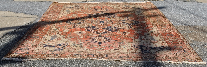 Appraisal: - Room size Heriz oriental carpet with red field and