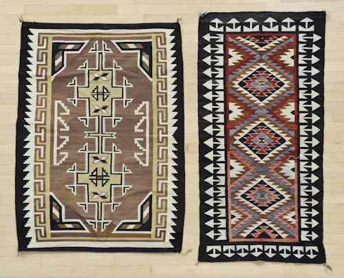 Appraisal: Two woven wool Navajo blankets and one South American blankets