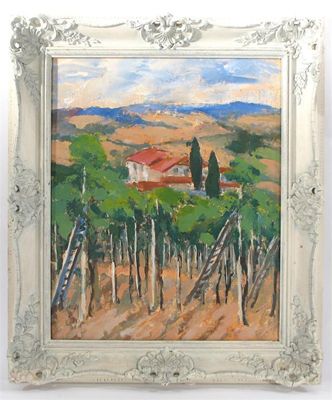 Appraisal: An oil on board study of Provence in the manner