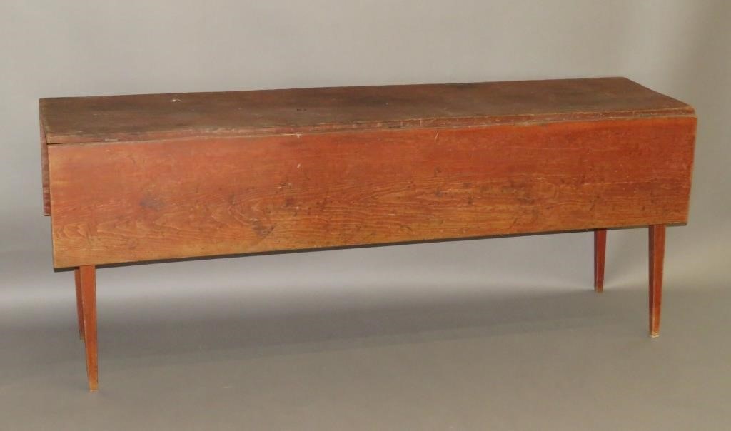 Appraisal: HARVEST TABLEca in pine with a red wash three iron