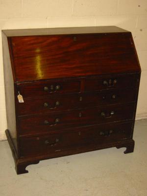 Appraisal: A GEORGE III MAHOGANY BUREAU late th century the fallfront