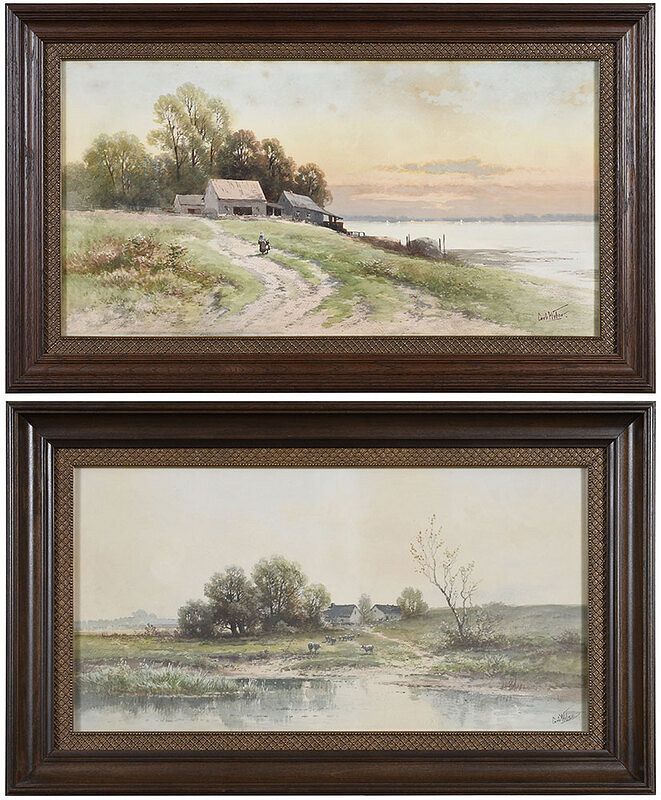 Appraisal: Carl Weber German Pennsylvania - Two Watercolors both signed lower