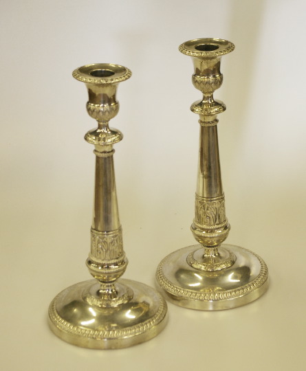 Appraisal: Attractive Pair of Continental Sterling Columnar Candlesticks second quarter th