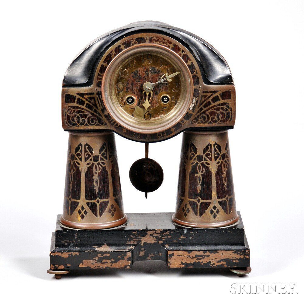 Appraisal: French Art Nouveau-style Shelf Clock c rosewood veneered and brass