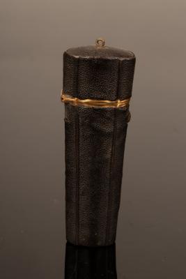 Appraisal: A leather and gilt metal mounted etui of tapering form