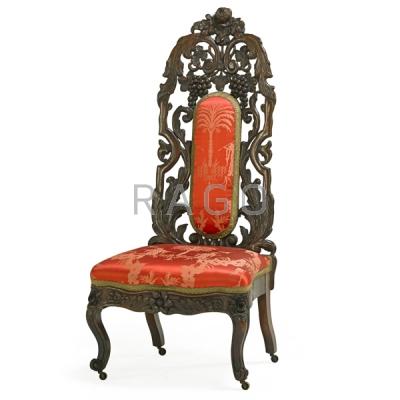 Appraisal: BELTER VICTORIAN SLIPPER CHAIR Condition Report