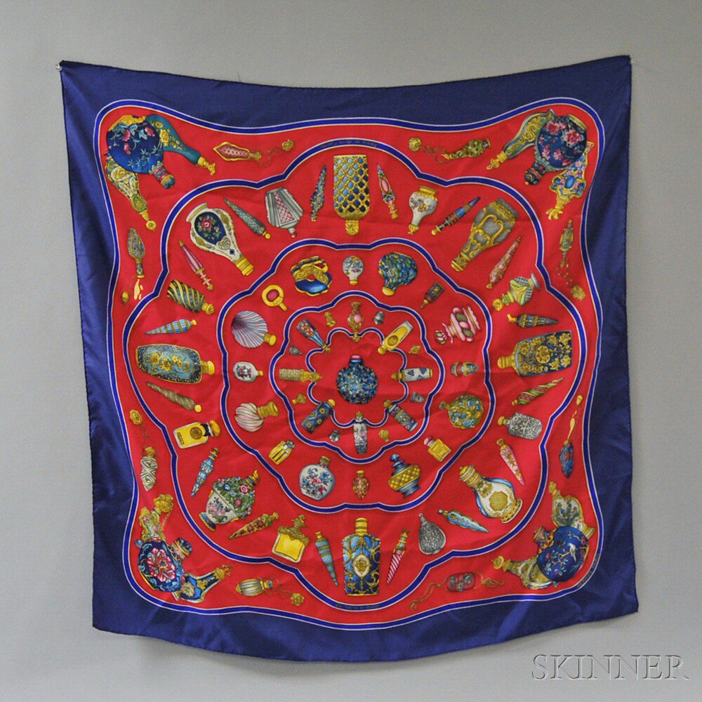 Appraisal: Hermes Perfume Bottle Silk Scarf Paris s Estimate - The