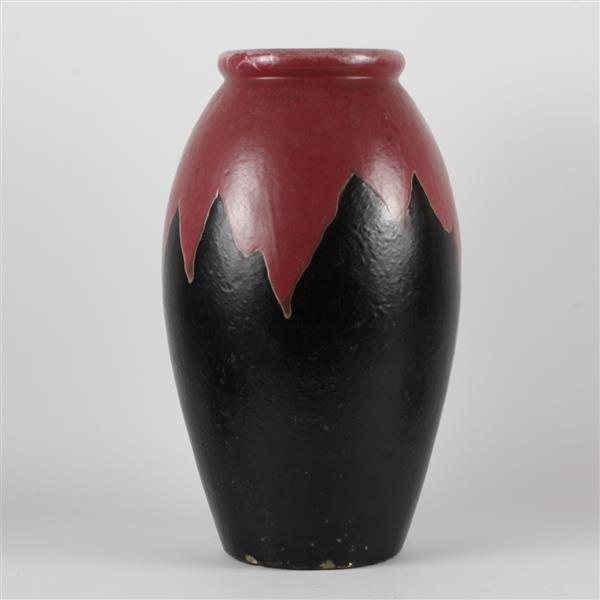 Appraisal: Burgundy drip glaze over black high gloss Art Pottery Oil