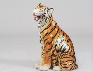 Appraisal: POTTERY FIGURE OF A TIGER Italian Modeled in a seated