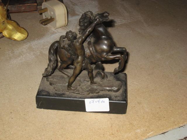 Appraisal: Two small bronzed Marley Horses with attendants one A F