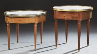 Appraisal: Pair of Carved Mahogany Louis XVI Style Marble Top Low