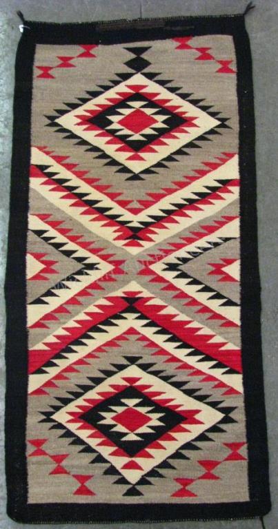 Appraisal: Handmade Navajo Klagetoh Runner Rug Klagetoh pattern gray field with