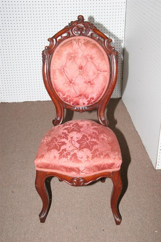 Appraisal: ROCOCO REVIVAL TUFTED MEDALLION BACK SIDE CHAIR