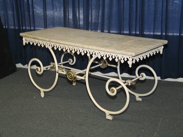 Appraisal: A French Rococo style painted iron baker's table late th