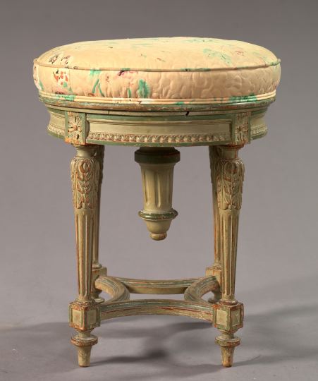 Appraisal: Louis XVI-Style Polychromed Piano Stool late th century the padded