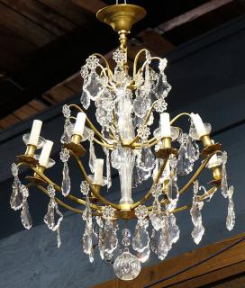 Appraisal: Baccarat gilt bronze and crystal chandelier Baccarat gilt bronze and