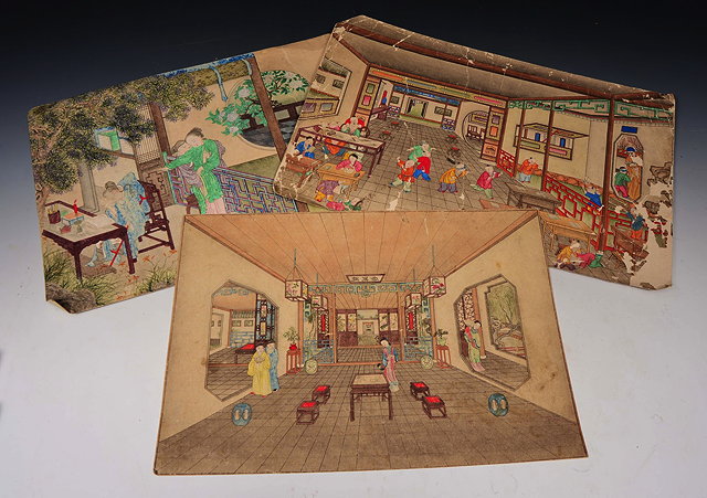 Appraisal: A GROUP OF THREE TH CENTURY CHINESE WATERCOLOURS ON CARD